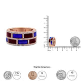 18K Rose Gold Alternating Red and Blue Enamel and 1/2 Cttw Diamond Studded Band Ring (F-G Color, VS1-VS2 Clarity)-4 thumbnail 5