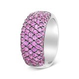 18K White Gold and Black Rhodium Multi Row Pink Sapphire Classic Band Ring-4 thumbnail 5
