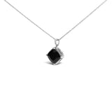 Sterling Silver Cushion Onyx 3-Piece Jewelry Set Ring Earrings Pendant 18 Inch Cable Chain-1 thumbnail 2