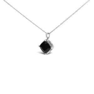 Sterling Silver Cushion Onyx 3-Piece Jewelry Set Ring Earrings Pendant 18 Inch Cable Chain-1