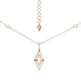 14K yellow gold necklace with double triangle geometric diamond pendant thumbnail 1