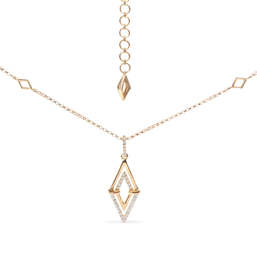 14K Yellow Gold 1/4 Cttw Diamond Double Triangle Geometric 18