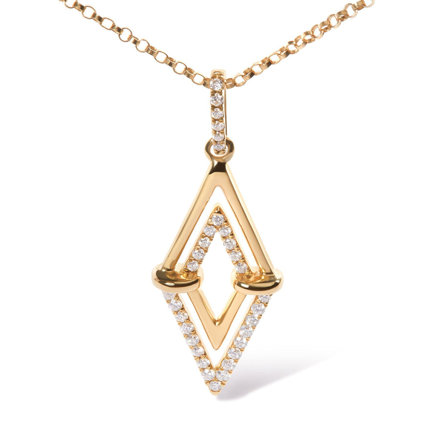 14K Yellow Gold 1/4 Cttw Diamond Double Triangle Geometric 18