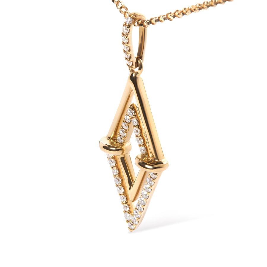 14K Yellow Gold 1/4 Cttw Diamond Double Triangle Geometric 18