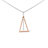 14K white and rose gold necklace with round diamond windchime pendant thumbnail 1