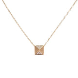 14K yellow gold necklace with matte diamond pyramid pendant thumbnail 1