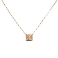 14K Yellow Gold 1/4 Cttw Diamond Matte Finished Pyramid Pendant Necklace (G-H Color, SI1-SI2 Clarity) - 18 Inches