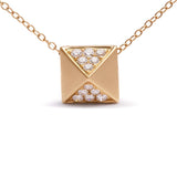 14K Yellow Gold 1/4 Cttw Diamond Matte Finished Pyramid Pendant Necklace (G-H Color, SI1-SI2 Clarity) - 18 Inches-1 thumbnail 2