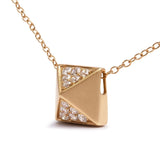 14K Yellow Gold 1/4 Cttw Diamond Matte Finished Pyramid Pendant Necklace (G-H Color, SI1-SI2 Clarity) - 18 Inches-2 thumbnail 3