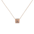 14K rose gold pyramid necklace with brown diamond stones