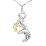 14K Yellow Gold Plated Sterling Silver Diamond Accent Mom and Child Pendant Necklace-1 thumbnail 2
