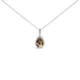 10K yellow gold necklace with pear diamond halo accent stones thumbnail 1