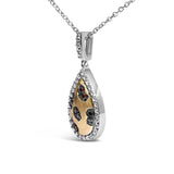 10K Yellow Gold Plated Sterling Silver Mixed Color Diamond Accent Pear Halo Pendant Necklace-3 thumbnail 4