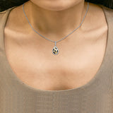 10K Yellow Gold Plated Sterling Silver Mixed Color Diamond Accent Pear Halo Pendant Necklace-2 thumbnail 3