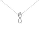 925 sterling silver infinity pendant necklace with round diamond stones thumbnail 1