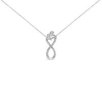 Sterling Silver 1/4 Cttw Diamond Infinity Motif Pendant Necklace