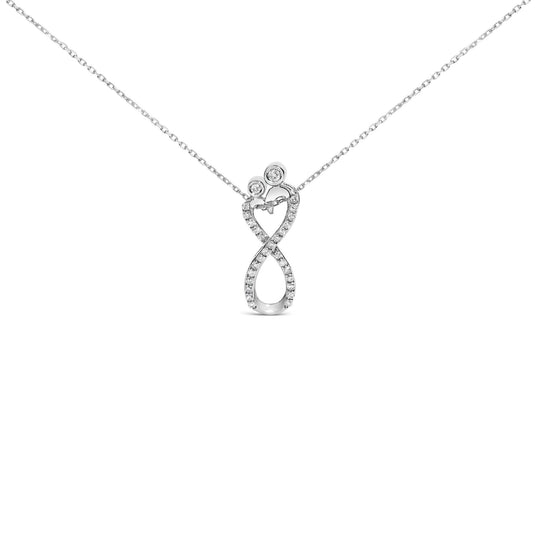 Sterling Silver 1/4 Cttw Diamond Infinity Motif Pendant Necklace-0