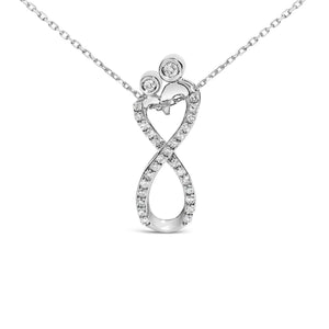 Sterling Silver 1/4 Cttw Diamond Infinity Motif Pendant Necklace-1