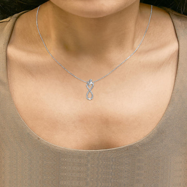 Sterling Silver 1/4 Cttw Diamond Infinity Motif Pendant Necklace