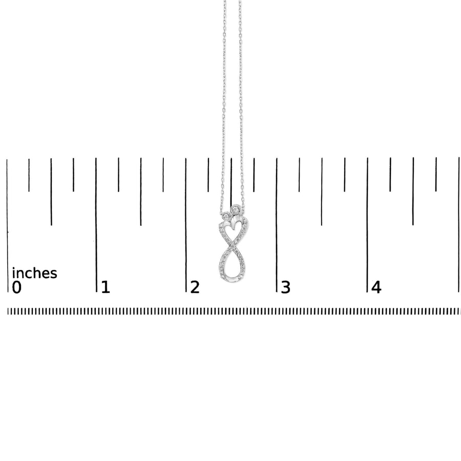 Sterling Silver 1/4 Cttw Diamond Infinity Motif Pendant Necklace