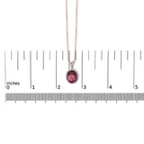 14K Rose Gold Vermeil Sterling Silver 1/5 Cttw Diamond Pink Quartz Oval Pendant Necklace-4 thumbnail 5