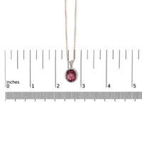 14K Rose Gold Vermeil Sterling Silver 1/5 Cttw Diamond Pink Quartz Oval Pendant Necklace