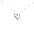925 sterling silver necklace with heart diamond pendant, 2 ct total