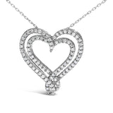 Sterling Silver 1/2 Cttw Diamond Heart Pendant Necklace-1 thumbnail 2