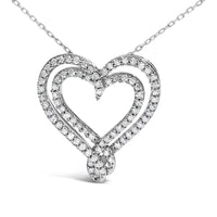 Sterling Silver 1/2 Cttw Diamond Heart Pendant Necklace