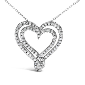 Sterling Silver 1/2 Cttw Diamond Heart Pendant Necklace-1