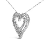 Sterling Silver 1/2 Cttw Diamond Heart Pendant Necklace-3 thumbnail 4