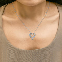 Sterling Silver 1/2 Cttw Diamond Heart Pendant Necklace