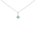 Sterling Silver Blue Topaz and White Sapphire Square Motif Pendant Necklace 18 Inch-0
