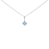 Sterling Silver Blue Topaz and White Sapphire Square Motif Pendant Necklace 18 Inch-0 thumbnail 1