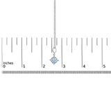 Sterling Silver Blue Topaz and White Sapphire Square Motif Pendant Necklace 18 Inch-4 thumbnail 5