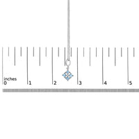 Sterling Silver Blue Topaz and White Sapphire Square Motif Pendant Necklace 18 Inch