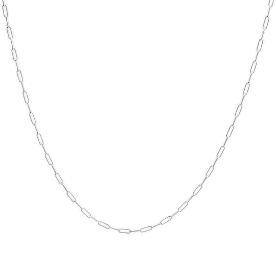 Unisex Solid 14K Gold 2.5mm Paperclip Chain Necklace-0