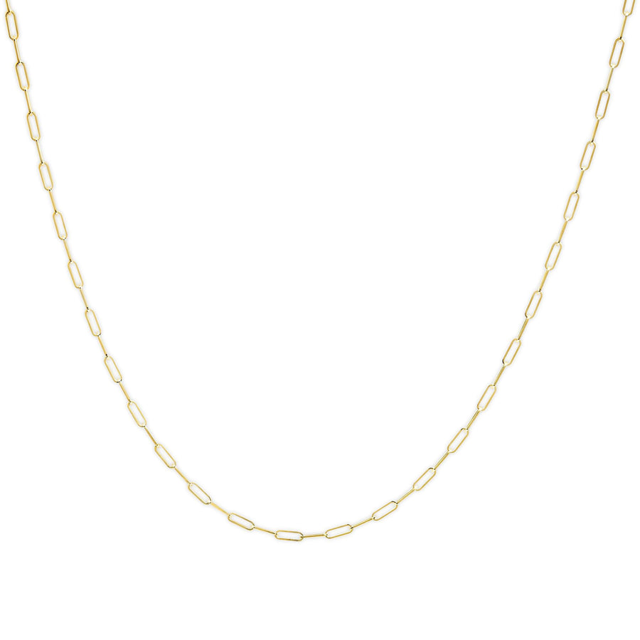Unisex Solid 14K Gold 2.5mm Paperclip Chain Necklace