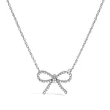 .925 Sterling Silver Diamond Accent Ribbon Bow Knot Pendant Necklace (J-K Color, I2-I3 Clarity) - 18