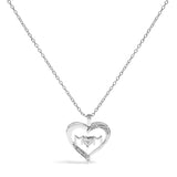 925 sterling silver MOM and heart necklace with heart diamond accents thumbnail 1