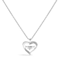 .925 Sterling Silver Diamond Accent MOM with Heart Pendant Necklace (J-K Color, I2-I3 Clarity) - 18