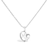 .925 Sterling Silver Cursive Mom Heart Diamond Accent Pendant Necklace (J-K Color, I2-I3 Clarity) - 18
