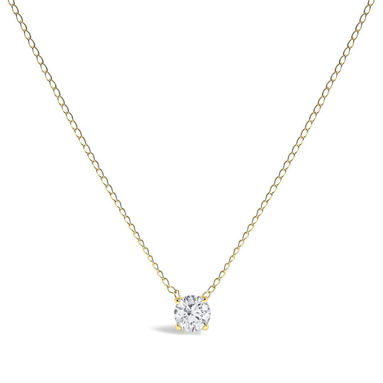 14K Gold Floating 1/2 Cttw Lab Grown Diamond Solitaire Pendant Necklace - 18" Inches-0