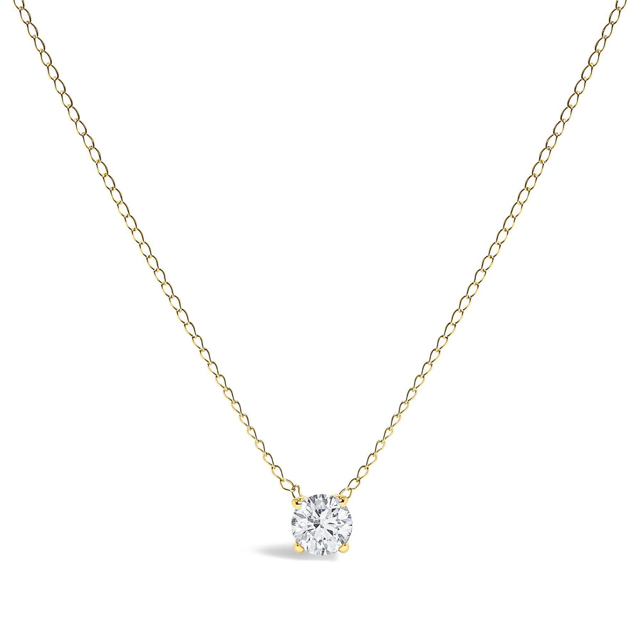 14K Gold Floating 1/2 Cttw Lab Grown Diamond Solitaire Pendant Necklace - 18