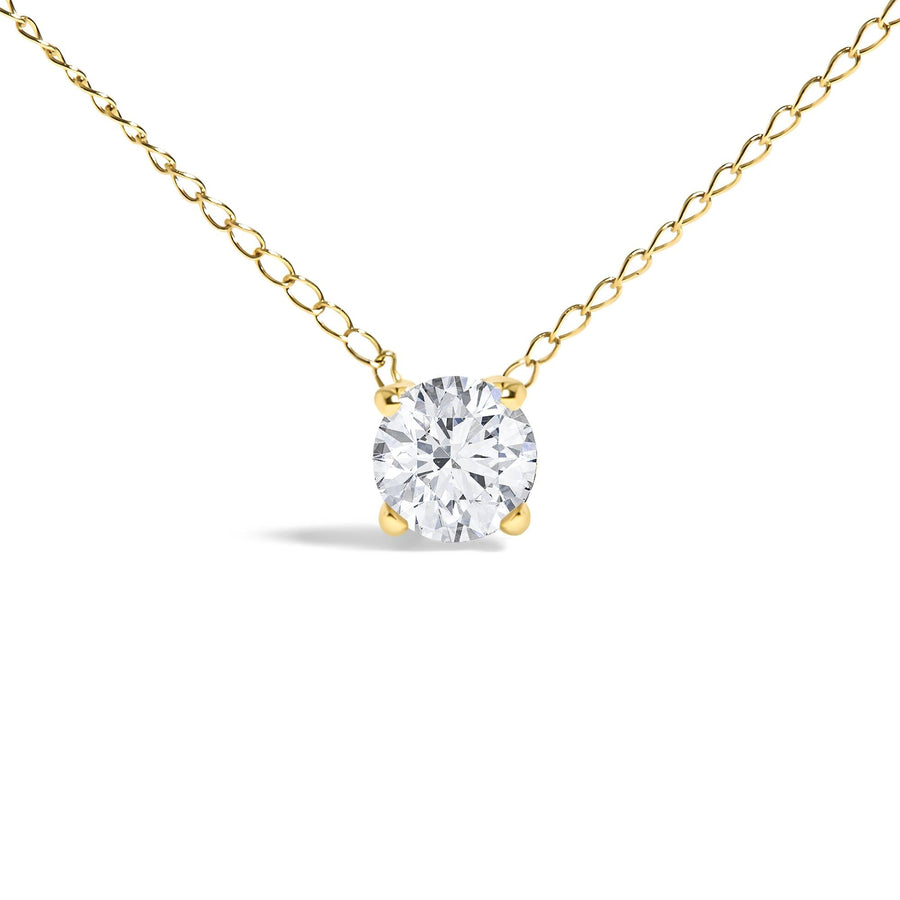 14K Gold Floating 1/2 Cttw Lab Grown Diamond Solitaire Pendant Necklace - 18