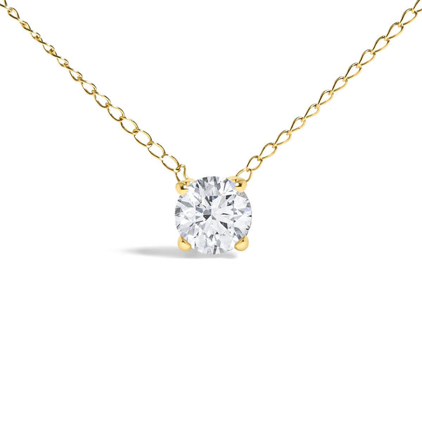 14K Gold Floating 1/2 Cttw Lab Grown Diamond Solitaire Pendant Necklace - 18