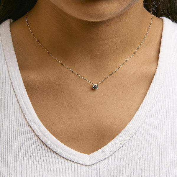 14K Gold Floating 1/2 Cttw Lab Grown Diamond Solitaire Pendant Necklace - 18