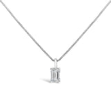14K Gold Lab Grown Emerald Cut Solitaire Diamond Pendant Necklace-1 thumbnail 2