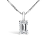 14K Gold Lab Grown Emerald Cut Solitaire Diamond Pendant Necklace-3 thumbnail 4