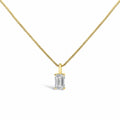 14K Gold Lab Grown Emerald Cut Solitaire Diamond Pendant Necklace-0